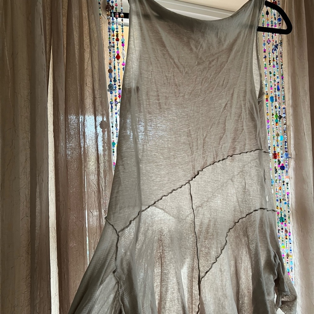 Free People Tan Asymmetrical Sleeveless Tunic